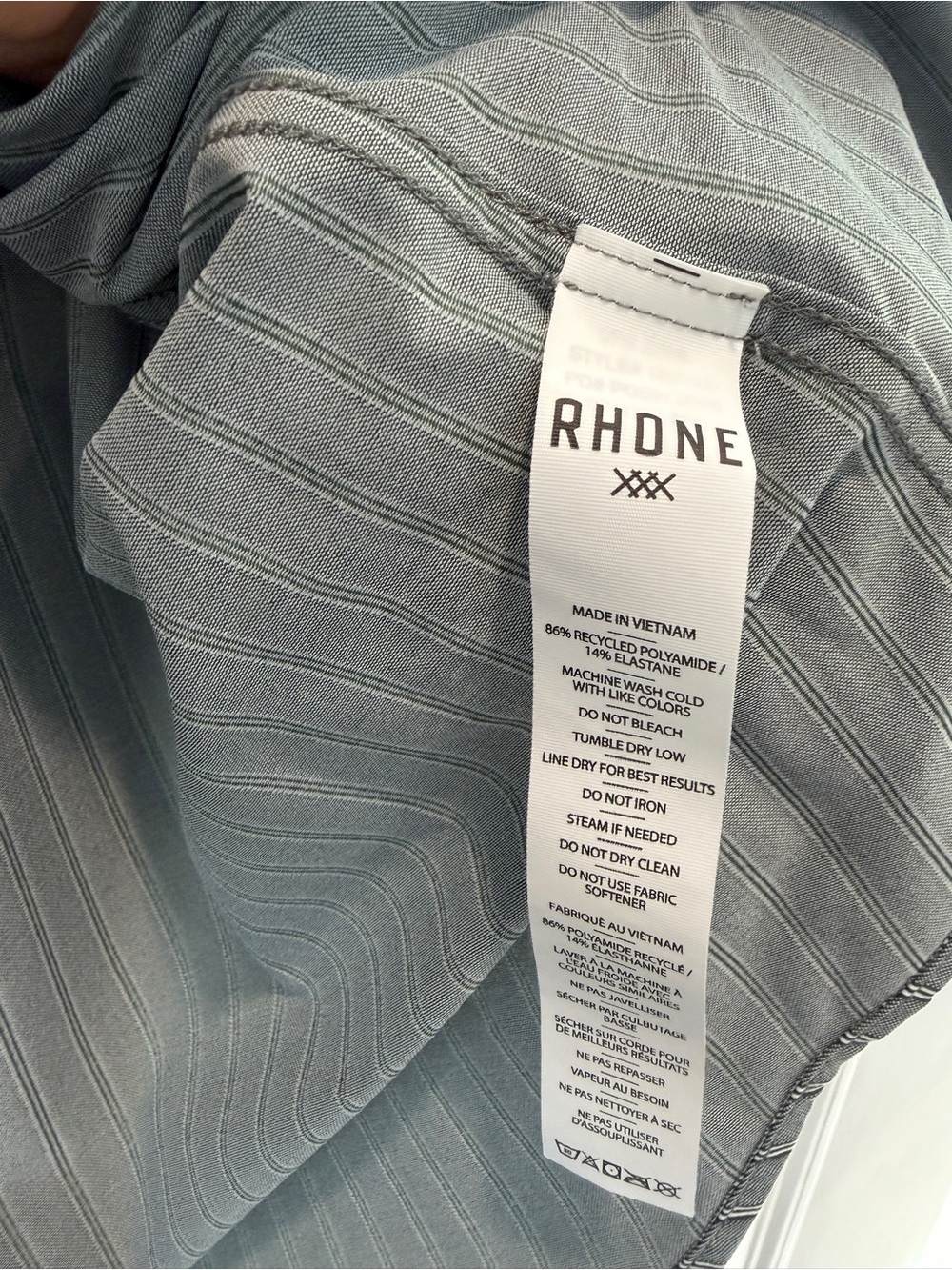 RHONE Men's Slate Pinstripe Dress Shirt - Picture 3 of 4